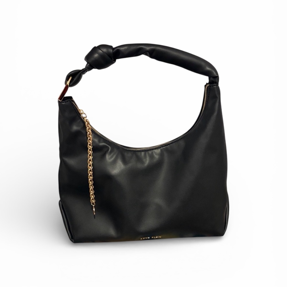 Anne Klein Black Hobo with Gold Chain